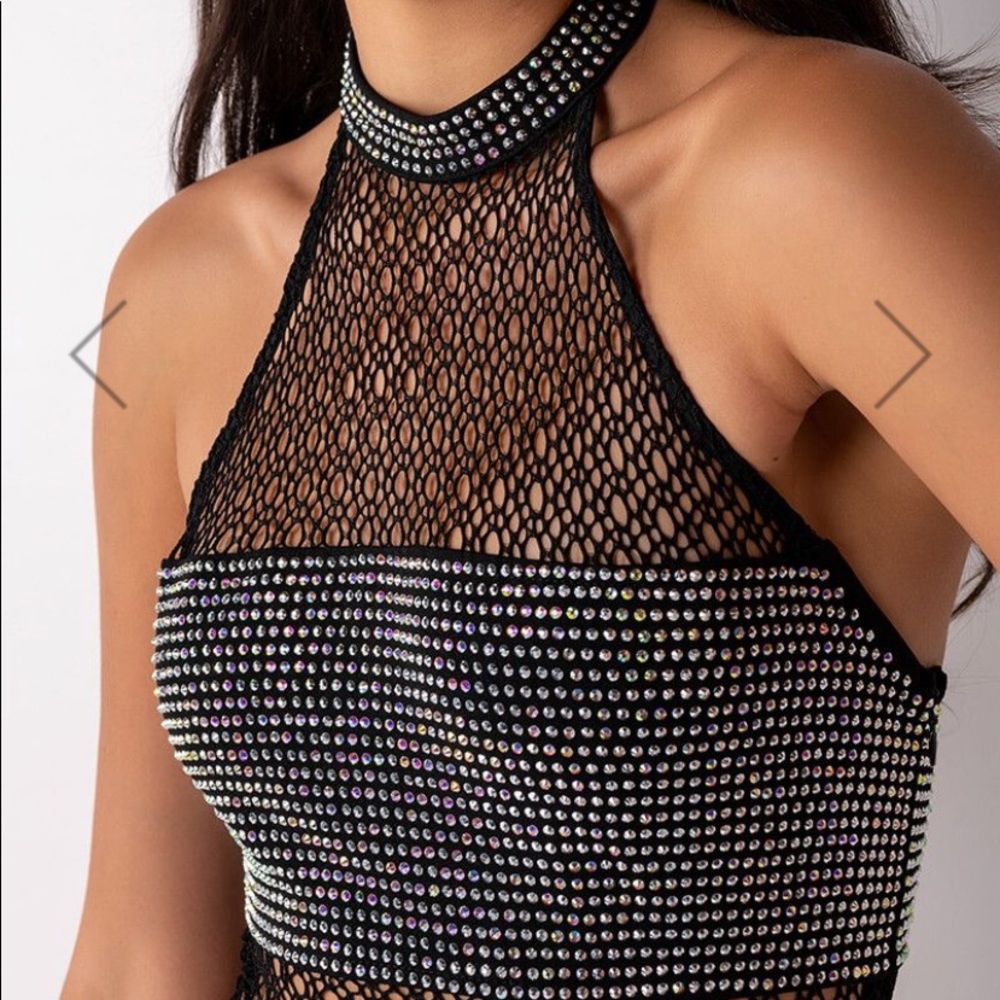 Beautiful  Halter Top Rhinestone Mini Dress - Picture 4 of 7